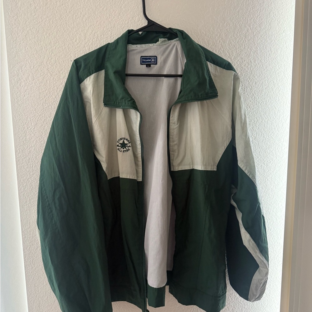 Converse Men's Green and White Windbreaker
